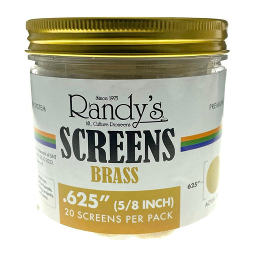 Randy’s® | 0.625" Screens – Jar of 20 (36 Jars / 720 Screens Total) Metal Screen LEHIGH WHOLESALE Brass