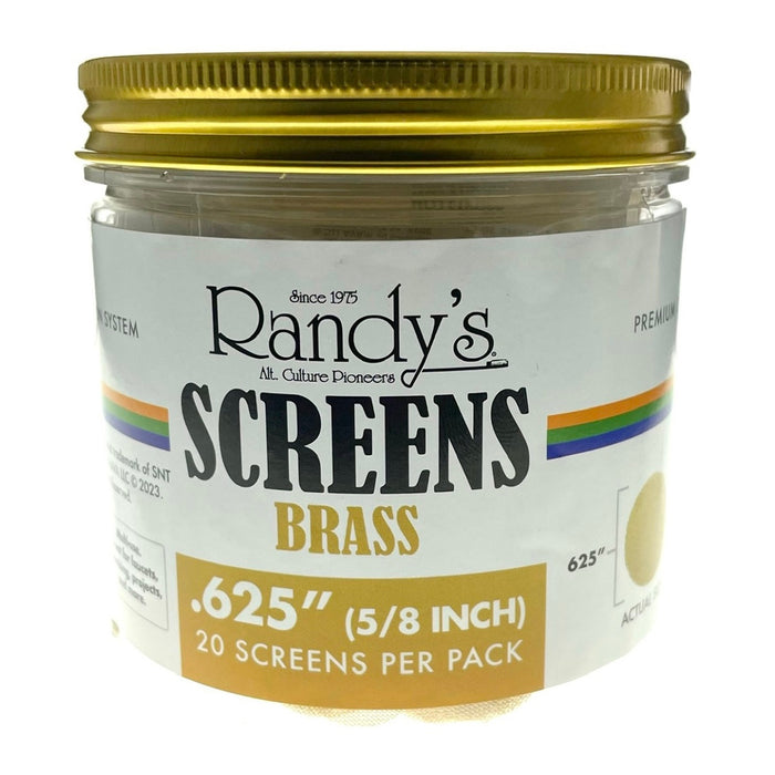 Randy’s® | 0.625" Screens – Jar of 20 (36 Jars / 720 Screens Total) Metal Screen LEHIGH WHOLESALE Brass