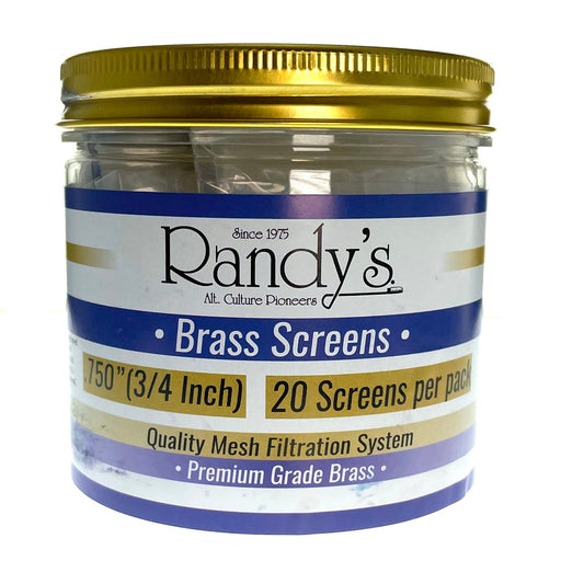 Randy’s® | 0.750" Screens – Jar of 20 (36 Jars / 720 Screens Total) Metal Screen LEHIGH WHOLESALE Brass