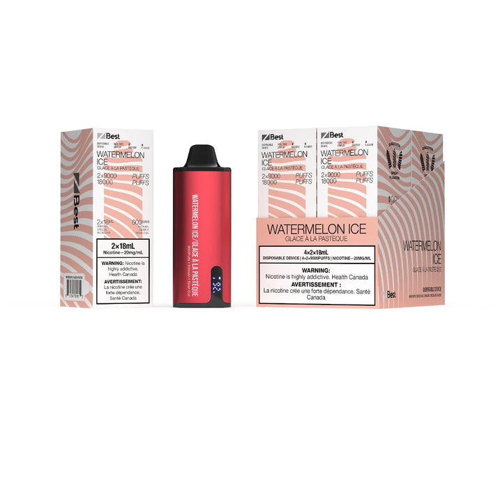 ZLAB | Z BEST 18K(2x9K) Puffs disposable vape Box of 4 Federal Excise Tax Smoke N Vape Cartel Watermelon Ice