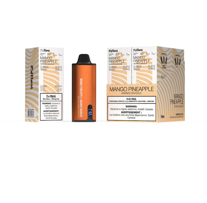 ZLAB | Z BEST 18K(2x9K) Puffs disposable vape Box of 4 Federal Excise Tax Smoke N Vape Cartel Mango Pineapple