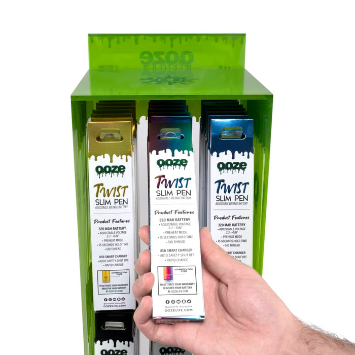 Ooze | Twist slim Vape Pen 48ct Battery Display 510 Battery Cannatron