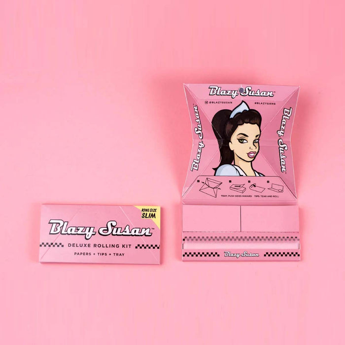 Blazy Susan | Pink Deluxe Rolling Kit King Size box of 20 King Size Smoking Cat Distribution