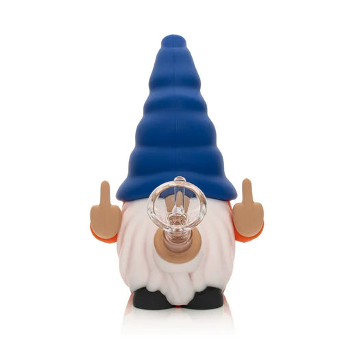 Lit Silicone 6" Give No Fux Gnome Water Pope with glass bowl Resin · Silicone · Plastic Bong Smoking Cat Distribution Blue and Orange