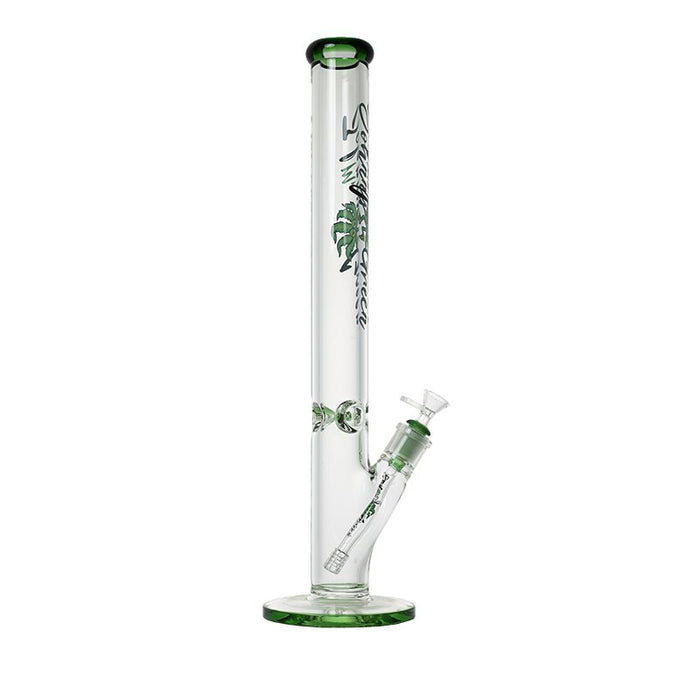 Johnny Green | 24″ 9mm Straight Tube with Grid Percolator Slide – Green (MJG-015) Straight Tube Bong Canadian Distributor