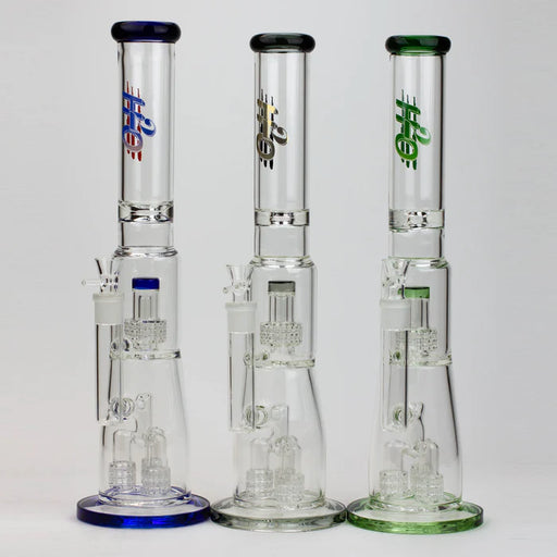 [2 Pack Bundle] 17.5" H2O glass water bong with shower head percolator [H2O-5003] Glass Bong ONE