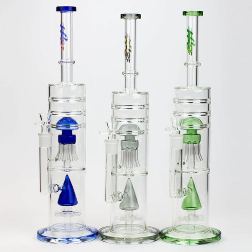 [2 Pack Bundle] 17" H2O dual diffuser glass water bong [H2O-5002] Glass Bong ONE