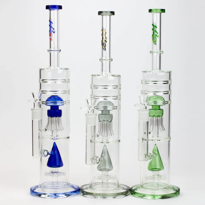 [2 Pack Bundle] 17" H2O dual diffuser glass water bong [H2O-5002] Glass Bong ONE
