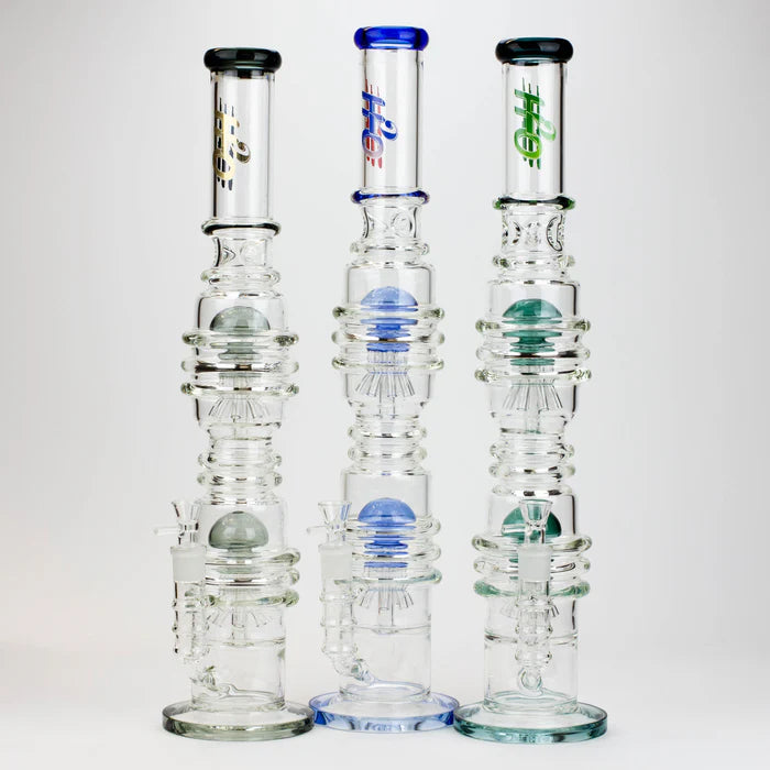 [2 Pack Bundle] 21" H2O Dual percolator glass water bong [H2O-5004] Glass Bong ONE