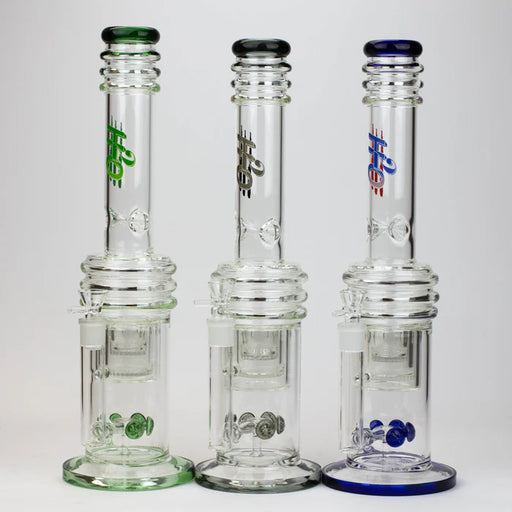 [2 Pack Bundle] 17" H2O glass water bong with double layer honeycomb [H2O-5005] Glass Bong ONE