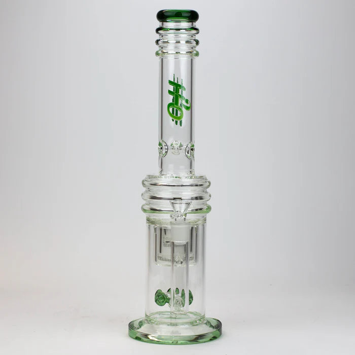 [2 Pack Bundle] 17" H2O glass water bong with double layer honeycomb [H2O-5005] Glass Bong ONE