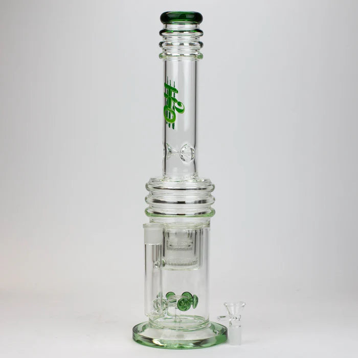 [2 Pack Bundle] 17" H2O glass water bong with double layer honeycomb [H2O-5005] Glass Bong ONE
