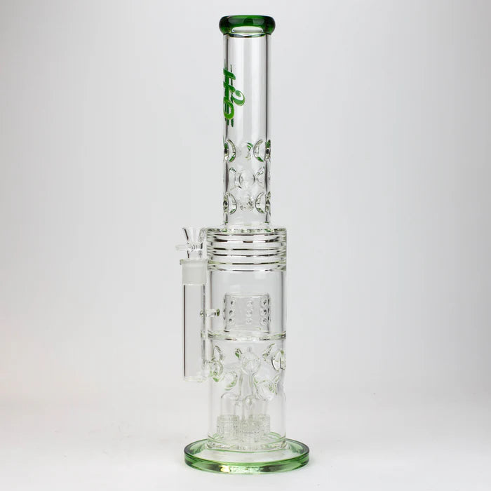 [2 Pack Bundle] 18" H2O glass water bong with triple mini shower head diffuser [H2O-5007] Glass Bong ONE