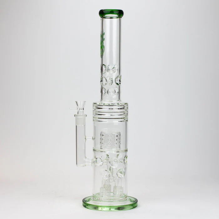 [2 Pack Bundle] 18" H2O glass water bong with triple mini shower head diffuser [H2O-5007] Glass Bong ONE