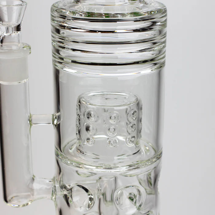 [2 Pack Bundle] 18" H2O glass water bong with triple mini shower head diffuser [H2O-5007] Glass Bong ONE