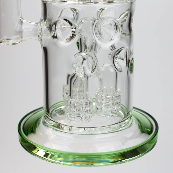 [2 Pack Bundle] 18" H2O glass water bong with triple mini shower head diffuser [H2O-5007] Glass Bong ONE