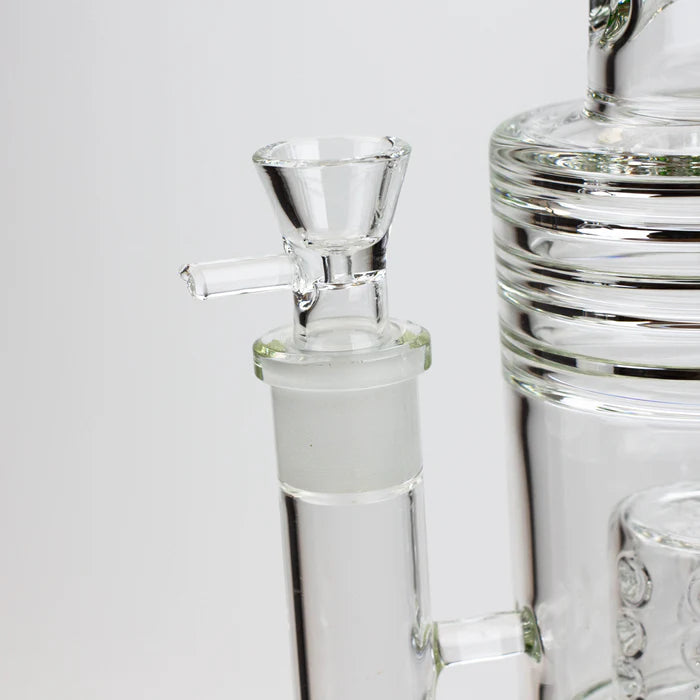 [2 Pack Bundle] 18" H2O glass water bong with triple mini shower head diffuser [H2O-5007] Glass Bong ONE