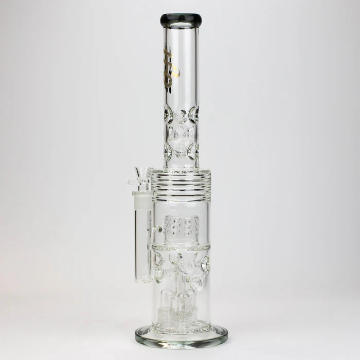 [2 Pack Bundle] 18" H2O glass water bong with triple mini shower head diffuser [H2O-5007] Glass Bong ONE