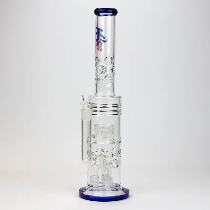[2 Pack Bundle] 18" H2O glass water bong with triple mini shower head diffuser [H2O-5007] Glass Bong ONE