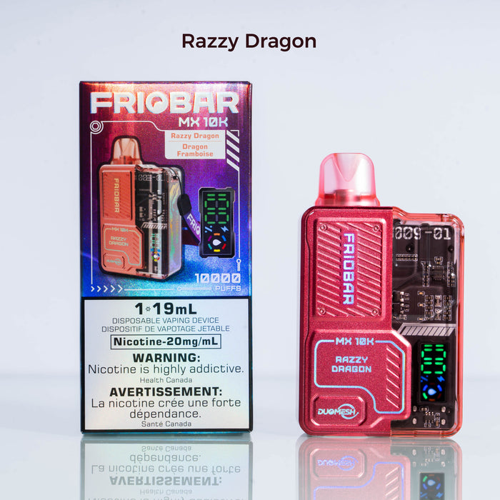 FRIOBAR | MX 10K Rechargeable Disposable Vape Box of 5 Disposable Vape Canadian National Distributors Razzy Dragon