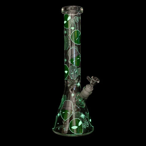 Red Eye 15" 7mm Glow in the Dark Aliens Beaker Bong Bongs Smoking Cat Distribution