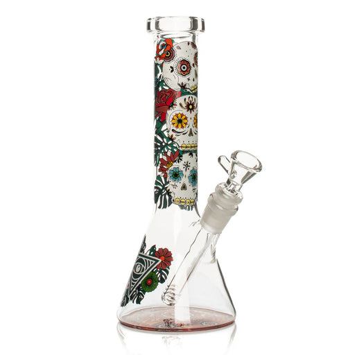 Red Eye Glass® | 10" Sugar Skull Glow-in-the-Dark Water Pipe [REG160] Glass Bong Smoking Cat Distribution