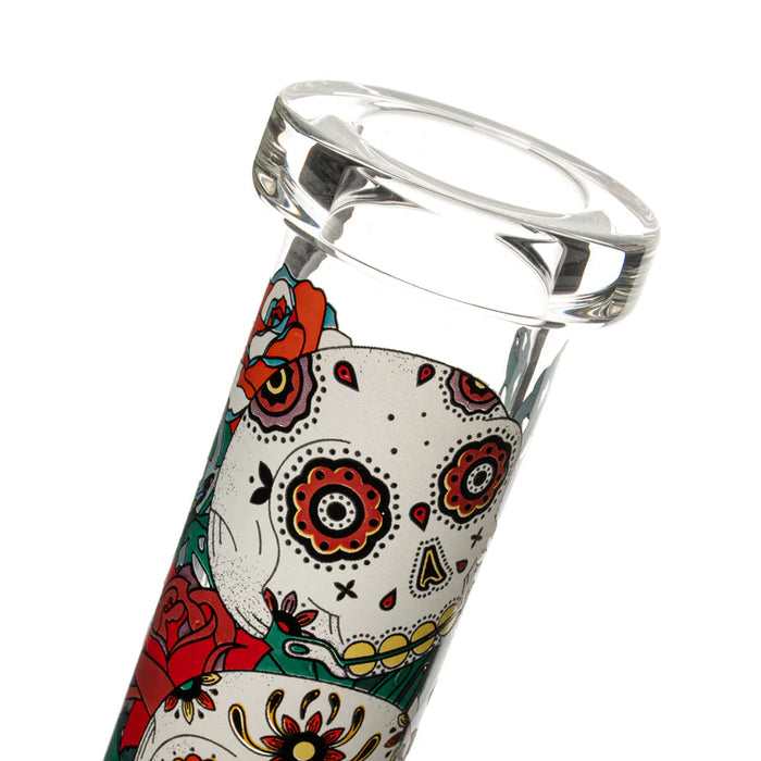 Red Eye Glass® | 10" Sugar Skull Glow-in-the-Dark Water Pipe [REG160] Glass Bong Smoking Cat Distribution