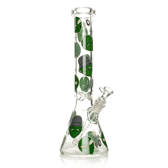 Red Eye 15" 7mm Glow in the Dark Aliens Beaker Bong Bongs Smoking Cat Distribution Default Title
