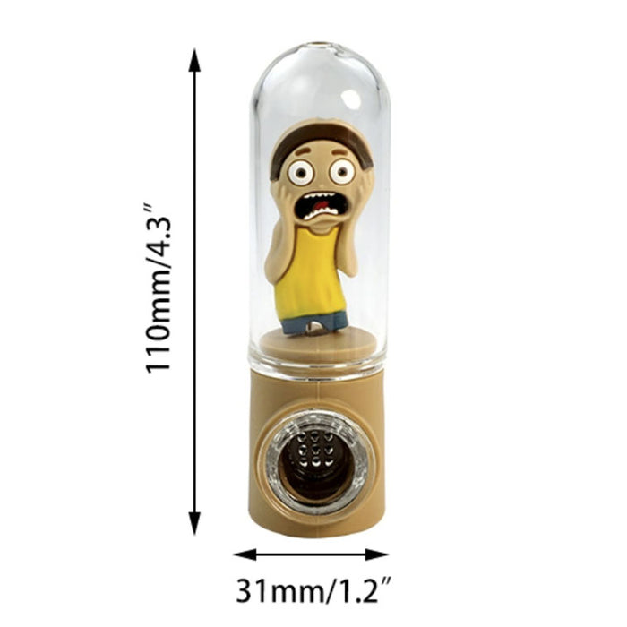 4.3" Character glass hand pipe display of 12-Assorted [H318] Silicone Pipe YHS Smoke