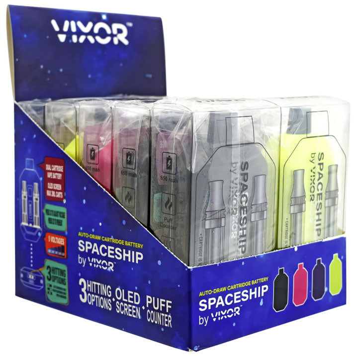 VIXOR | Spaceship 650mAh 510 Dual Cateridge Battery with puff counter One Wholesale VIXOR | Spaceship 650mAh 510 Dual Cateridge Battery with puff counter One Wholesale
