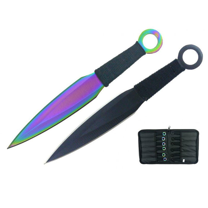 6" Throwing Knives with Black Handle & Sheath Set of 12 [T00046COL-12] Throwing Knives Canadian Distributor