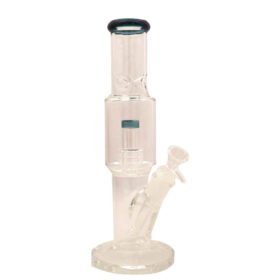 12″ Straight Tube Glass Bong Tire Percolator with Inline Ash Catcher (C2245) Glass Bong Canadian Distributor Teal