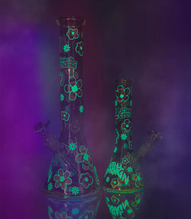 Cheech & Chong® Glass | 10" Tie Dye Glow-in-the-Dark Water Pipe [CC170] Glass Bong Smoking Cat Distribution