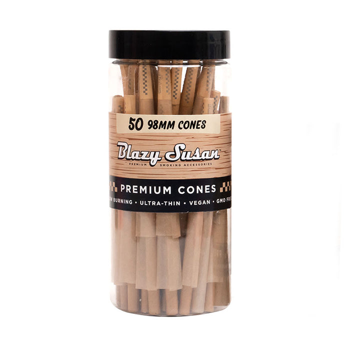 Blazy Susan | Unbleached Cones Pack of 50 ROLLING PAPER Smoking Cat Distribution 98 mm Size