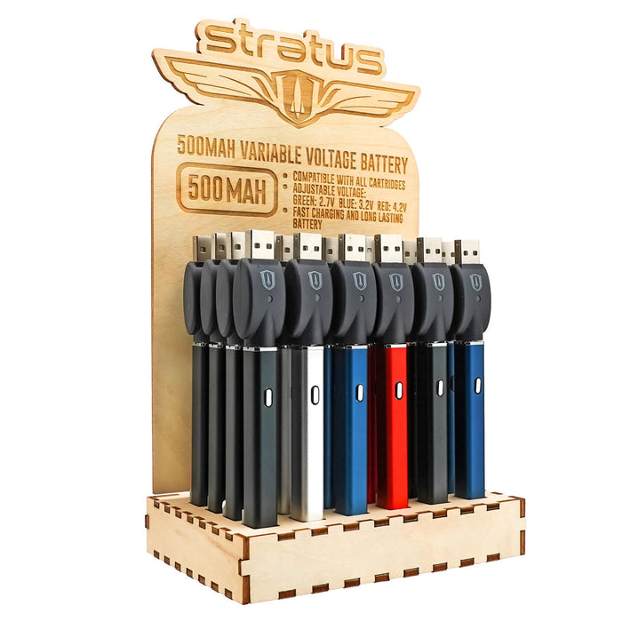 Stratus | 500Mah vape battery W/USB Charger Display of 24 510 Battery Buddyz Wholesale