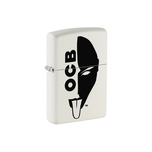 Zippo 214-109225 OCB Reg White Matte Half Face Zippo Lighter ONE