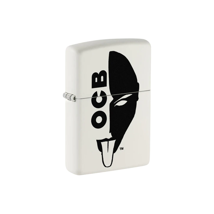Zippo 214-109225 OCB Reg White Matte Half Face Zippo Lighter ONE