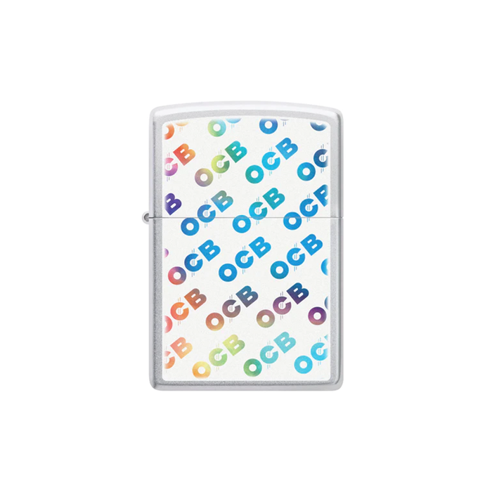 Zippo 205-110381 OCB Reg Satin Chrome Rolling Tray Rainbow Zippo Lighter ONE