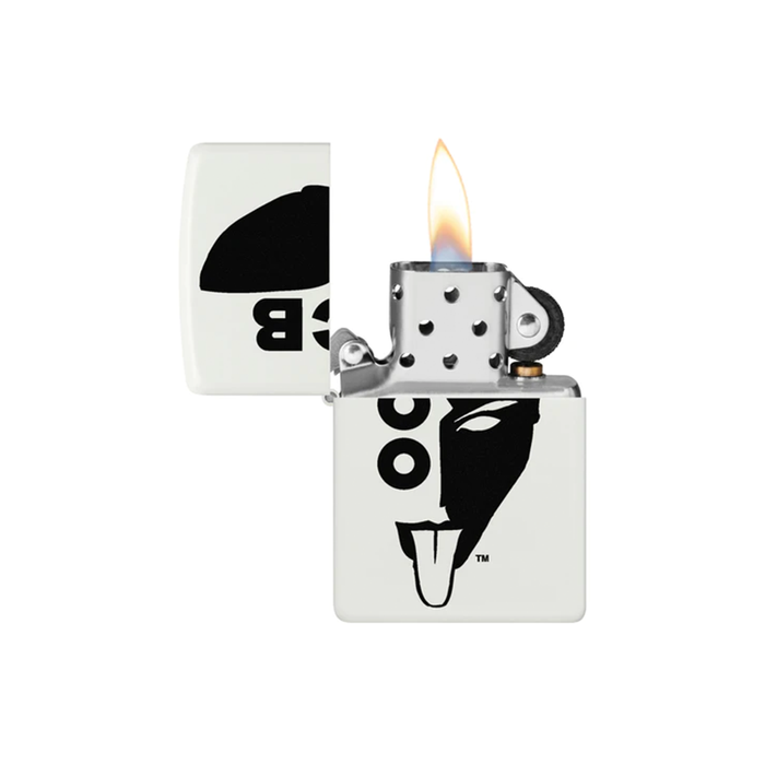 Zippo 214-109225 OCB Reg White Matte Half Face Zippo Lighter ONE