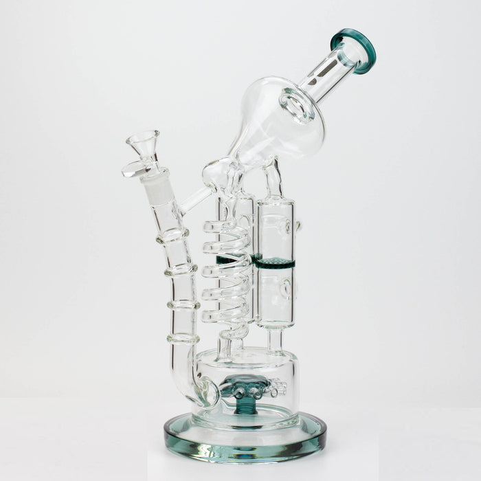 13" Infyniti Coil, dual honeycome and flower diffuser glass recycler bong