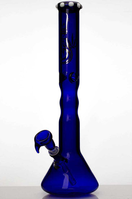 18 inches genie white dot colored glass beaker bong-Blue - One Wholesale