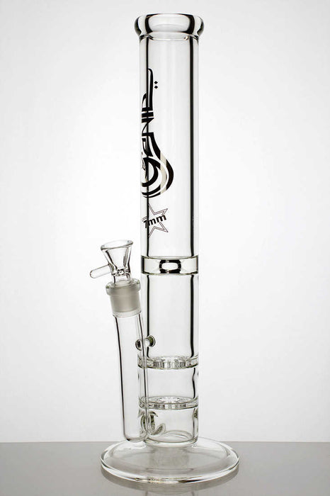 15" double flat diffuser heavy glass water bong-Clear - One Wholesale