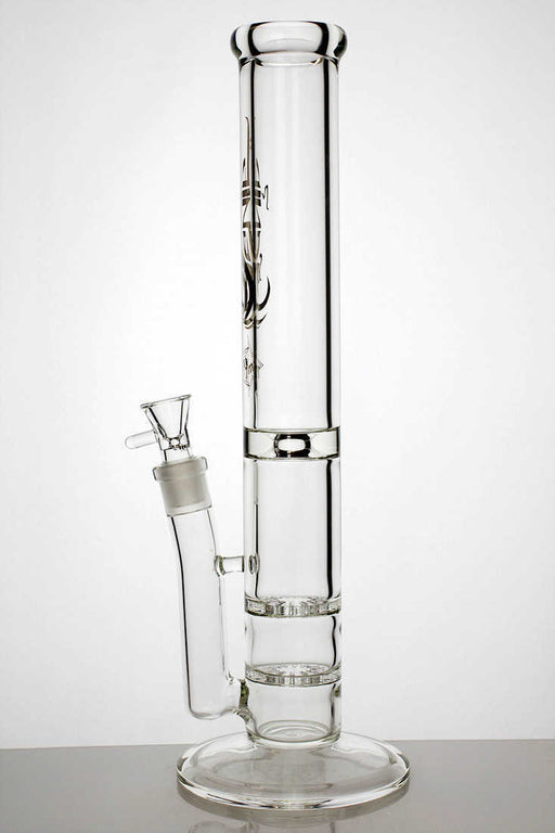 15" double flat diffuser heavy glass water bong- - One Wholesale
