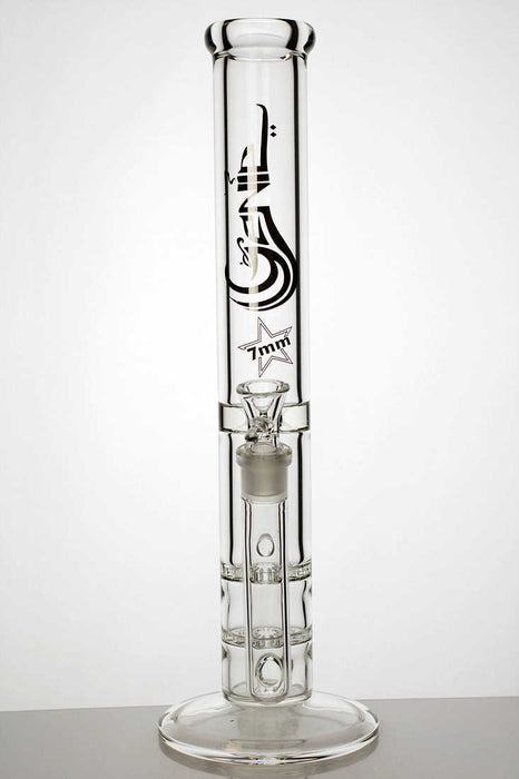 15" double flat diffuser heavy glass water bong- - One Wholesale