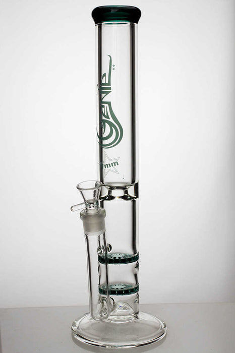 15" double flat diffuser heavy glass water bong-Teal - One Wholesale