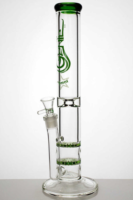 15" double flat diffuser heavy glass water bong-Green - One Wholesale