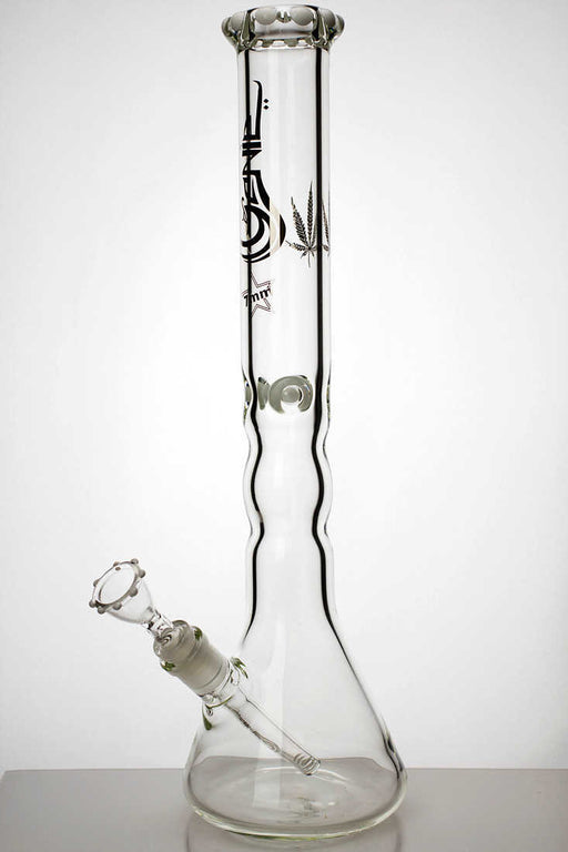 18 inches genie white dot curbed tube glass beaker bong- - One Wholesale