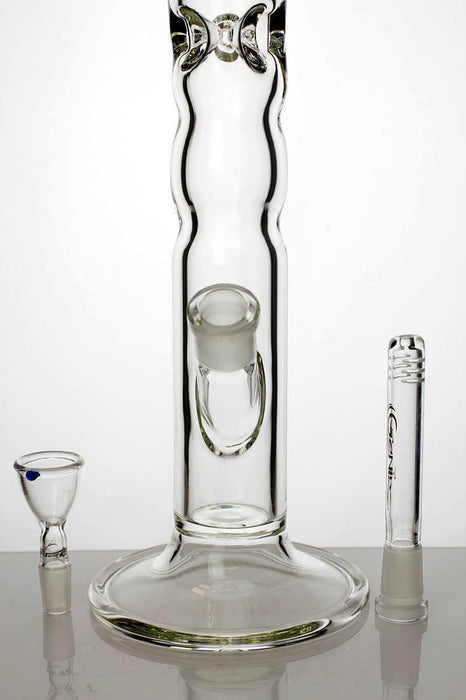 18" genie blue dot curbed tube glass bong- - One Wholesale