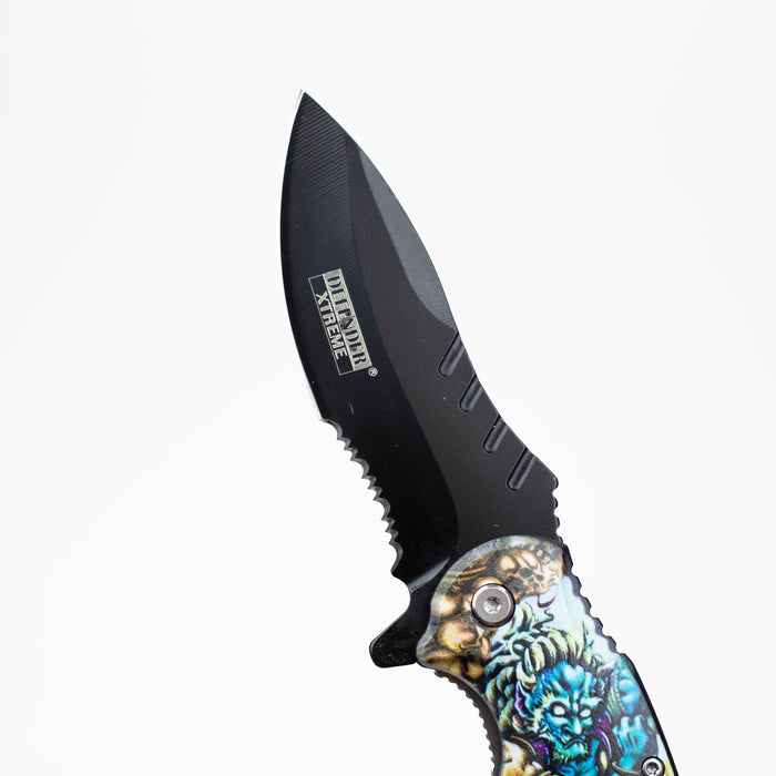 Defender Xtreme - 8.5 Devil Warrior Folding Knife with belt clip [13173]