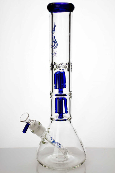 15 inches double 4 tree arms genie heavy glass water bong-Blue - One Wholesale